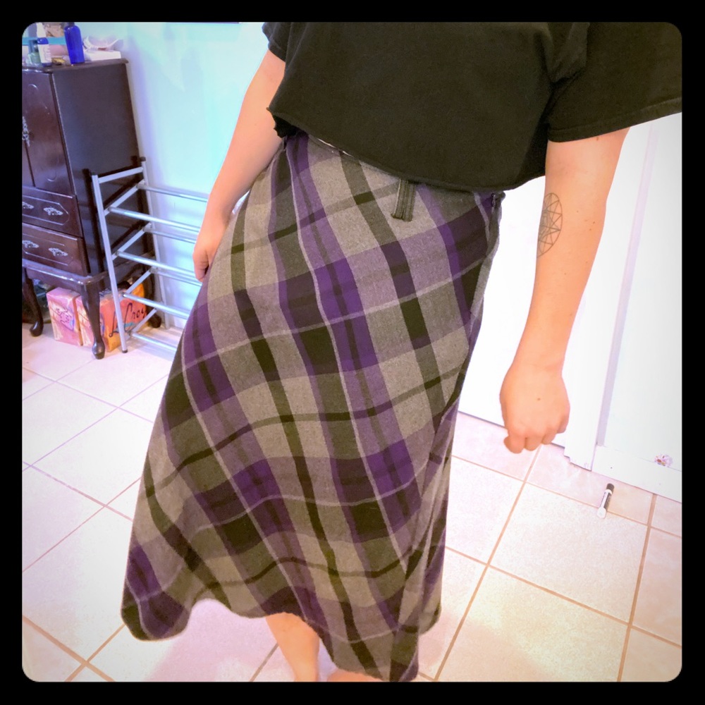 Purple Plaid Maxi Skirt